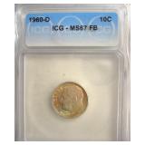 1960-D Dime ICG MS67 FB LISTS $400