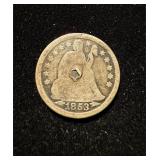 1853 Seated Liberty Dime Love Token