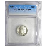 1964 Dime ICG PR69 DCAM