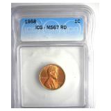 1958 Cent ICG MS67 RD LISTS $450