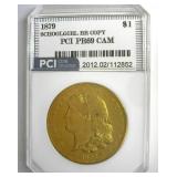1879 Dollar PCI PR69 CAM Schoolgirl Brass Copy