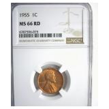 1955 Cent NGC MS66 RD