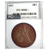 1872 Seated $1 MS65+ LISTS $80000