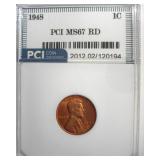 1948 Cent MS67 RD LISTS $2100