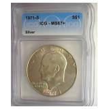 1971-S Silver Ike ICG MS67+ LISTS $3150