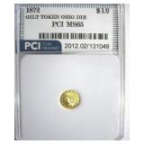 1872 $1/2 PCI MS65 Orig Die Gilt Token