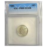1963 Dime ICG PR69 DCAM LISTS $150