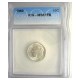 1960 Dime ICG MS67 FB LISTS $425