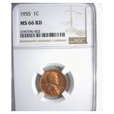 1955 Cent NGC MS66 RD
