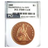 1863 Dollar PCI PR69CAM Transitional Cu Copy
