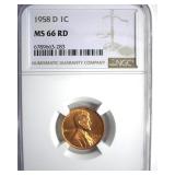 1958-D Cent NGC MS66 RD