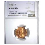 1958 Cent NGC MS66 RD