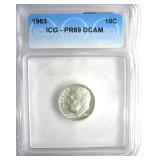 1963 Dime ICG PR69 DCAM LISTS $150