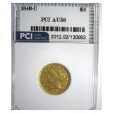 1840-C Gold $5 AU58 Lists $15K Southern Gold