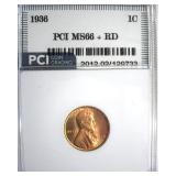 1936 Cent MS66+ RD LISTS $100