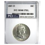 1957-D Franklin MS66 FBL LISTS $200