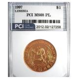1997 Panda Dollar PCI MS68 PL Liberia Rare