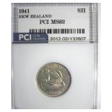 1941 Shilling PCI MS62 New Zealand