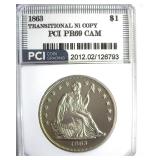 1863 Dollar PCI PR69CAM Transitional Ni Copy