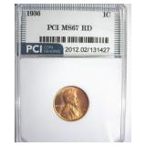 1936 Cent MS67 RD LISTS $265