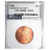 1796 Lib Cap 1C PCI MS69+ RD Copy