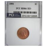 1884 Cent MS64 RD LISTS $625
