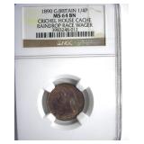 1890 1/4P NGC MS64 BN Great Britain