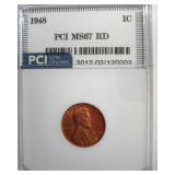 1948 Cent MS67 RD LISTS $2100