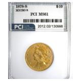 1878-S Micro S Gold $10 MS61 LISTS $40000 Rare