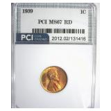 1939 Cent MS67 RD LISTS $160