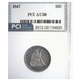 1847 Quarter AU50 LISTS $400