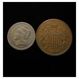 1866 2 Cent & 3 Cent Nice Circ