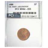 1890 Farthing PCI MS64+ RB Great Britain Arlington