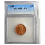 1958 Cent ICG MS67 RD LISTS $450