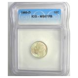 1960-D Dime ICG MS67 FB LISTS $400