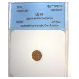 1856 Gilt Token NNC MS64 Liberty-Bear