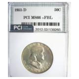 1951-D Franklin MS66+ FBL LISTS $1650