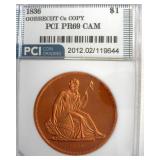 1836 Dollar PCI PR69 CAM Gobrecht Cu Copy