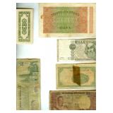 13 Vintage Bank Notes Laos Egypt Italy Germany