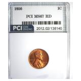 1956 Cent MS67 RD LISTS $950