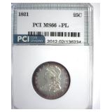 1821 Quarter MS66+ PL LISTS $100000 Proof Obv Dies