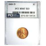 1945-D Cent MS67 RD LISTS $140