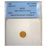 1859 Cal Gilt Token NNC MS66 Liberty-Wreath