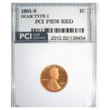 1981-S T1 Cent PR70 DCAM RD LISTS $1900