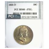 1953-D Franklin MS66+ FBL LISTS $1050