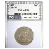 1873 Arrows 50 Cents AU50 LISTS $625