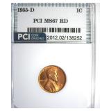 1955-D Cent MS67 RD LISTS $450