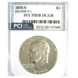 1976-S Silver T1 Ike PR70 DCAM LISTS $950