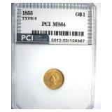 1855 T2 Gold $1 MS64 LISTS $8500