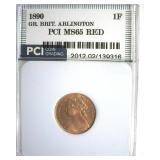 1890 Farthing PCI MS65 RD Great Britain Arlington